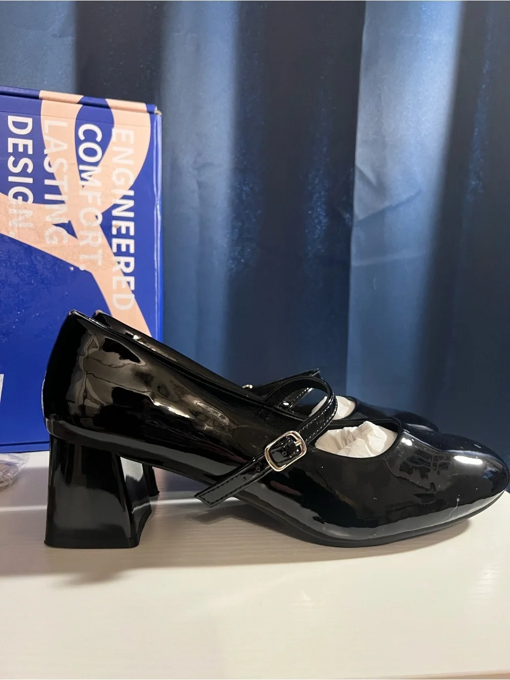 Black Patent Mary Jane Block Heel Pumps – Size 10 (New in Box)